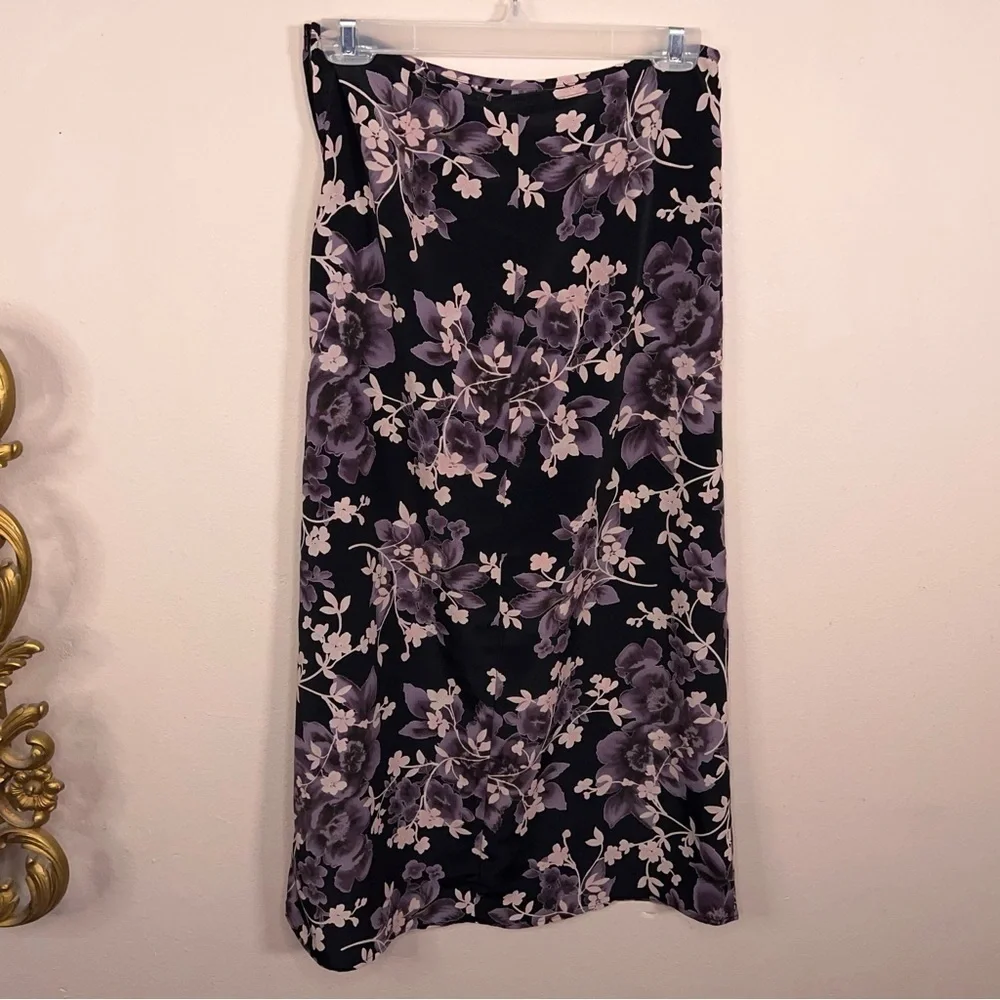 Vintage Small Hana Purple Floral Maxi Skirt Lightweight Womens Vintage 16